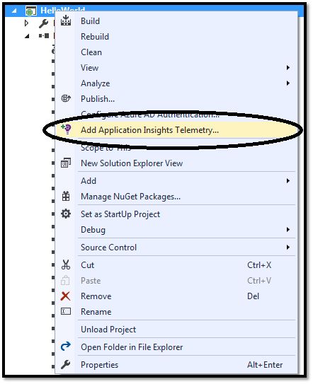 Add application Insights Telemetry